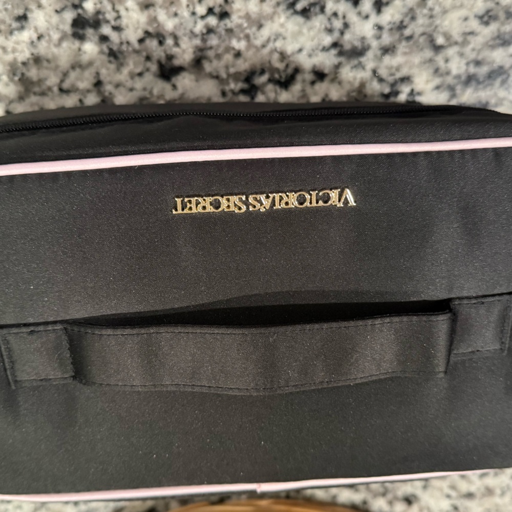 Victoria's Secret Black Cosmetic Bag with Pink Trim